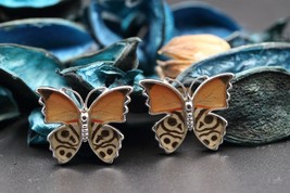 Navia Jewelry Butterfly Wings Diaethria clymena Cufflinks HNCU-1C - £67.93 GBP