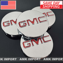 Set of 4 Chrome Red GMC Logo Wheel Hub Center Caps for Yukon Sierra 3.25&quot; 83mm f - £19.51 GBP