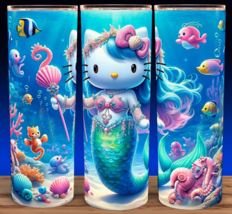 Hello Kitty Mermaid Underwater Sea Cup  Mug Tumbler 20oz - £15.53 GBP