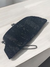 The Limited Evening Black Beaded Clutch Wristlet Kiss lock Purse - $19.75