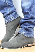 Gray Color Genuine Suede Leather Rounded Toe High Ankle Tan Sole Men Boots - $159.99+