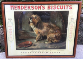 Vtg Hendersons Biscuits Advertising Landseer No Place Like Home Print Sign Frame - £114.13 GBP