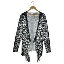 Chicos Cardigan Sweater Womens 3 XL Rabbit Hair Leopard Asymmetrical Ope... - $29.69