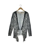 Chicos Cardigan Sweater Womens 3 XL Rabbit Hair Leopard Asymmetrical Ope... - $40.60 CAD