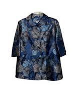 Grace Chuang Blue Floral Cocktail Duster Jacket Womens Medium Silver Gra... - $43.00