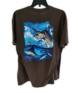 F H Davis Men&#39;s Brown Shirt XL Short Sleeve Swordfish MarlinFishing Outd... - $11.87