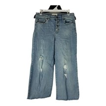Goodthreads Womens Distressed Wide-Leg Jeans Size 27 Light Wash Frayed Hem - £25.76 GBP