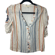 Love Stitch 3/4 sleeve button up stripe blouse sz S - £15.35 GBP