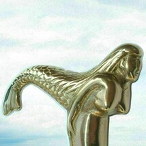 HEAVY BRASS MERMAID handle head CANE vintage antique walking stick cane design - £14.75 GBP