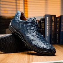 Kratos Genuine Caiman Crocodile Fashion Sneaker Navy image 7
