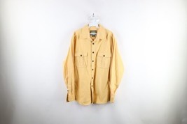 Vtg Eddie Bauer Mens Large Faded Heavyweight Chamois Cloth Button Shirt Yellow - £34.91 GBP