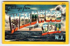 Greetings From Wildwood By The Sea 1954 New Jersey Linen Large Letter Postcard - £13.91 GBP