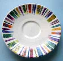 Gien Eden Tea Saucer 6&quot; Multicolor Stripes Made in France New - $11.83