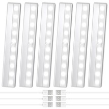 6 Pack Motion Sensor Closet Lights, 10 Led Stick-On Anywhere Magnetic Portable W - £37.06 GBP