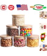 Elegant 15oz Glass Food Storage Jars Set of 6 - Airtight &amp; Stackable Con... - $65.49 CAD