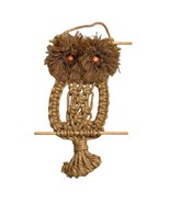 Vtg Owl Jute Macramé Boho Wall Hanging Hippie Art Tapestry Minimalist 22... - £18.51 GBP