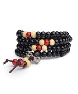 Stretch Wrap Mala Bracelet 108 6mm Bead Beautiful Black Wood Prayer Budd... - $3.95