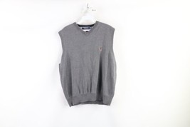 Vintage 90s Tommy Hilfiger Mens Large Faded Blank Cotton Knit Sweater Vest Gray - £39.11 GBP