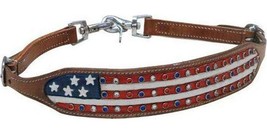 Showman Hand Painted American Flag Leather Wither Strap w/ - £113.12 GBP