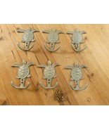 6 Cast Iron SEA TURTLE Towel Hanger Coat Hat Hooks Key Rack Hook Ocean B... - $550.93 MXN