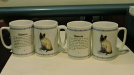 Set of 4 Papel Freelance Coffee Mugs - SIAMESE CAT PORTRAIT - R. Maystead - £39.07 GBP