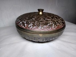 Brass/Bronze Bowl w/ Lid VTG Sugar/Candy/Other - Ornamental Original Patina - £20.40 GBP