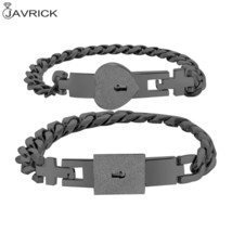 2Pcs Tone Stainless Steel Lover Heart Love Lock Bracelet with Lock Key Bangles K - £17.87 GBP