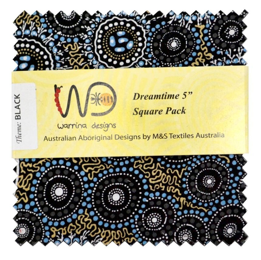 5&quot; Charm Pack - Dreamtime Black Australian Aboriginal Fabric Precuts M53... - $15.97