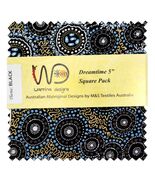 5" Charm Pack - Dreamtime Black Australian Aboriginal Fabric Precuts M53... - $15.97