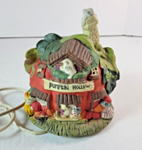 Vintage Lighted Haunted House Porcelain Pumpkin Hollow Halloween Spooky Ghost - £13.30 GBP
