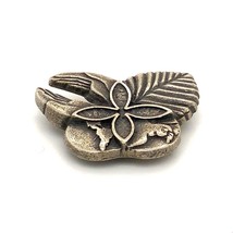 Vintage Signed Sterling Leaf Pincer Floral Claw World Globe Shape Brooch Pin - £43.47 GBP