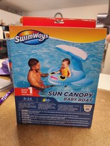 SwimWays Sun Canopy Baby Boat Step 1 Ages 9-24 Months Swimming Whale - £5.05 GBP