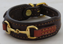 Bordeaux Chestnut Leather Brass Snaffle Horse Bit Equestrian Bracelet - £35.17 GBP