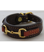 Bordeaux Chestnut Leather Brass Snaffle Horse Bit Equestrian Bracelet - £35.16 GBP