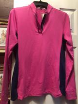 NWT Ladies EP Pro NY Rosa Hot Pink & Navy Blue LONG SLEEVE MOCK GOLF SHIRT - M image 2
