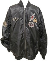 BLEECKER &amp; MERCER Black Military Patches Embroidered Bomber Jacket Men&#39;s... - $32.67