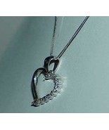 14K .25ct Graduated Diamond Heart Pendant Necklace White Gold 18&quot; Rope C... - £255.75 GBP