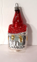 Vintage West Germany Mercury Glass Church w / Steeple CHRISTMAS TREE ORN... - $12.11