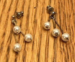 Pearl Type Dangly Earrings - $7.00