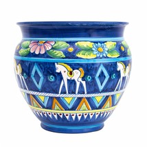 Vietri Italy Solimene Large Campagna Blue Cavallo / Horse Pottery Plante... - $1,411.99