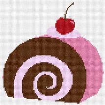 Pepita Needlepoint Canvas: Jelly Roll Cake Cherry, 7&quot; x 7&quot; - $50.00+