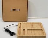 *B2) Rado Bamboo Wooden Wireless Phone Charging Station Caddy Switzerlan... - $19.79