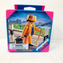 NIB Playmobil Special # 4682 Construction Worker w/ Pail Clean Up Road Work - £10.11 GBP