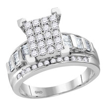 10kt White Gold Round Diamond Cluster Bridal Wedding Engagement Ring 7/8 Ctw - £699.72 GBP