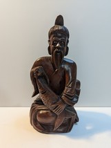 Vintage Asian Man Fishing Wood Carving - $22.15 CAD