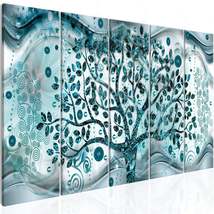 Tiptophomedecor Abstract Canvas Wall Art - Tree And Waves Blue - Stretched &amp; Fra - £115.89 GBP
