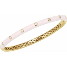 Authenticity Guarantee 
14k Yellow Gold Diamond and Pink Enamel Bangle Bracelet - £2,619.12 GBP