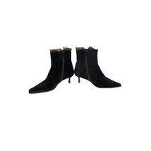 Stuart Weitzman Black Suede Fur Lined High Heel Boots Size 8 Pointed Toe Womens - £75.19 GBP