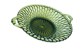 Indiana Glass USA Honeycomb Pattern Olive Round Handled Mint Dish Pattern - £15.35 GBP