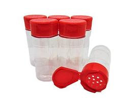 Medium 4 OZ Clear Plastic Spice Container Bottle Jar With Red Cap- Set o... - £8.85 GBP